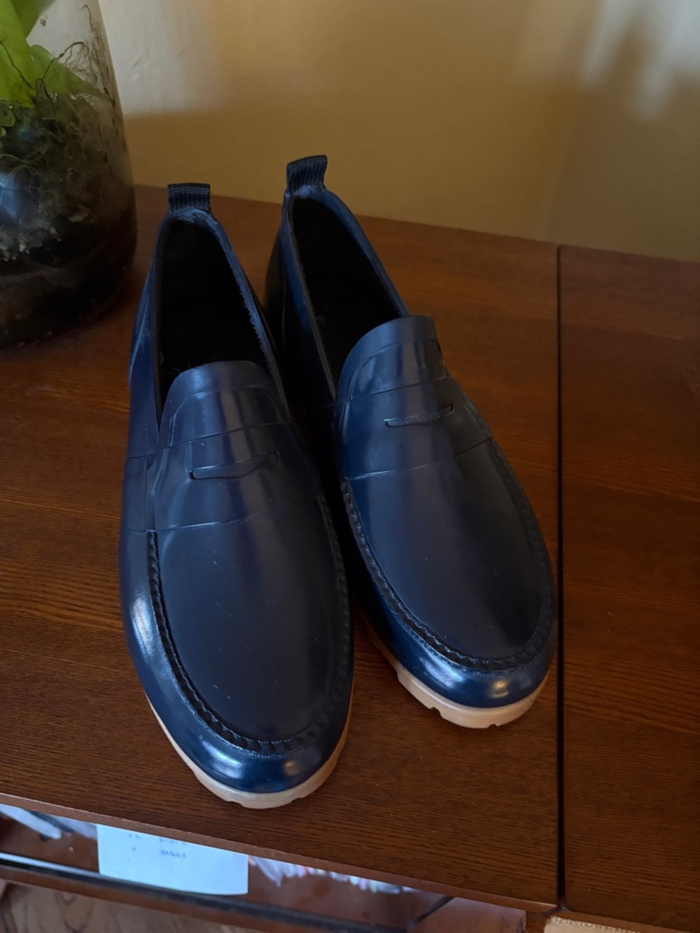 Women's Navy Slip-On Leather Loafers
